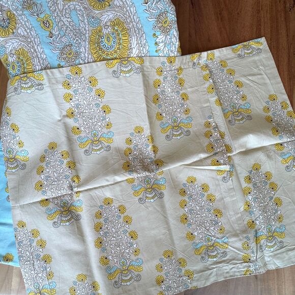 Echo Design Paros 300 Thread Count Cotton 3-piece Duvet Cover Set Teal Yellow - Picture 7 of 9